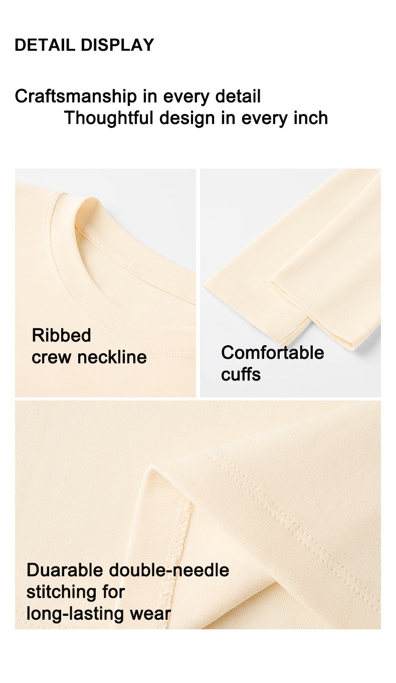 Long Sleeve Cotton Tee – Slim-Fit Stretch Shirt, Solid Color Basic Layer