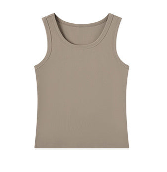 Spring/Summer Cotton Spandex Tank Top – Slim Fit Solid Color Cami, Short Crop Vest, Anti-Exposure Inner Layer